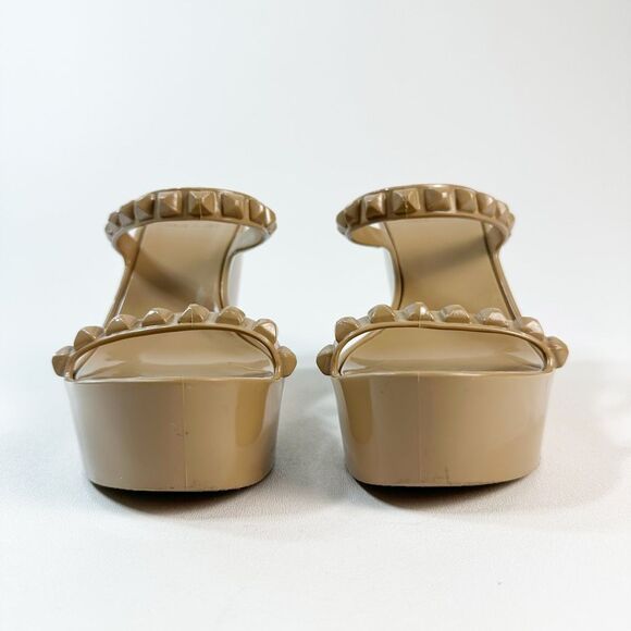 CARMEN SOL Tonino Slide Wedge Heels Size 38 US 8 Beige Platform Studded Jelly - Picture 8 of 12